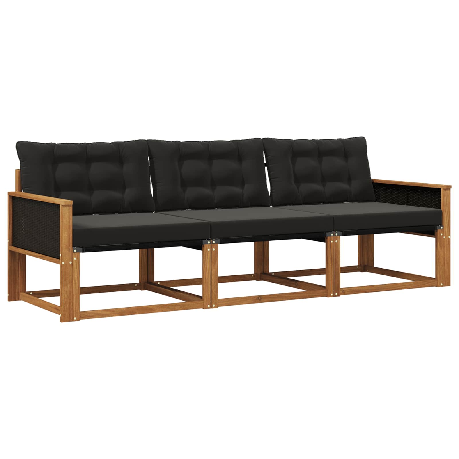 Ensemble de canapés d'extérieur 3 pcs Naturel et noir - XIOS