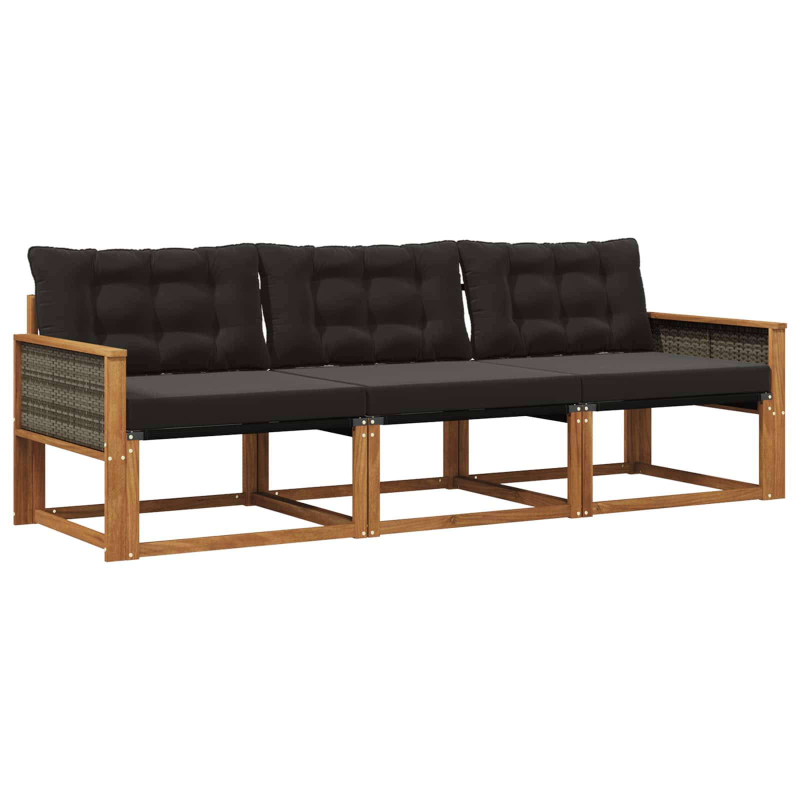 Ensemble de canapés d'extérieur 3 pcs Naturel et noir - XIOS