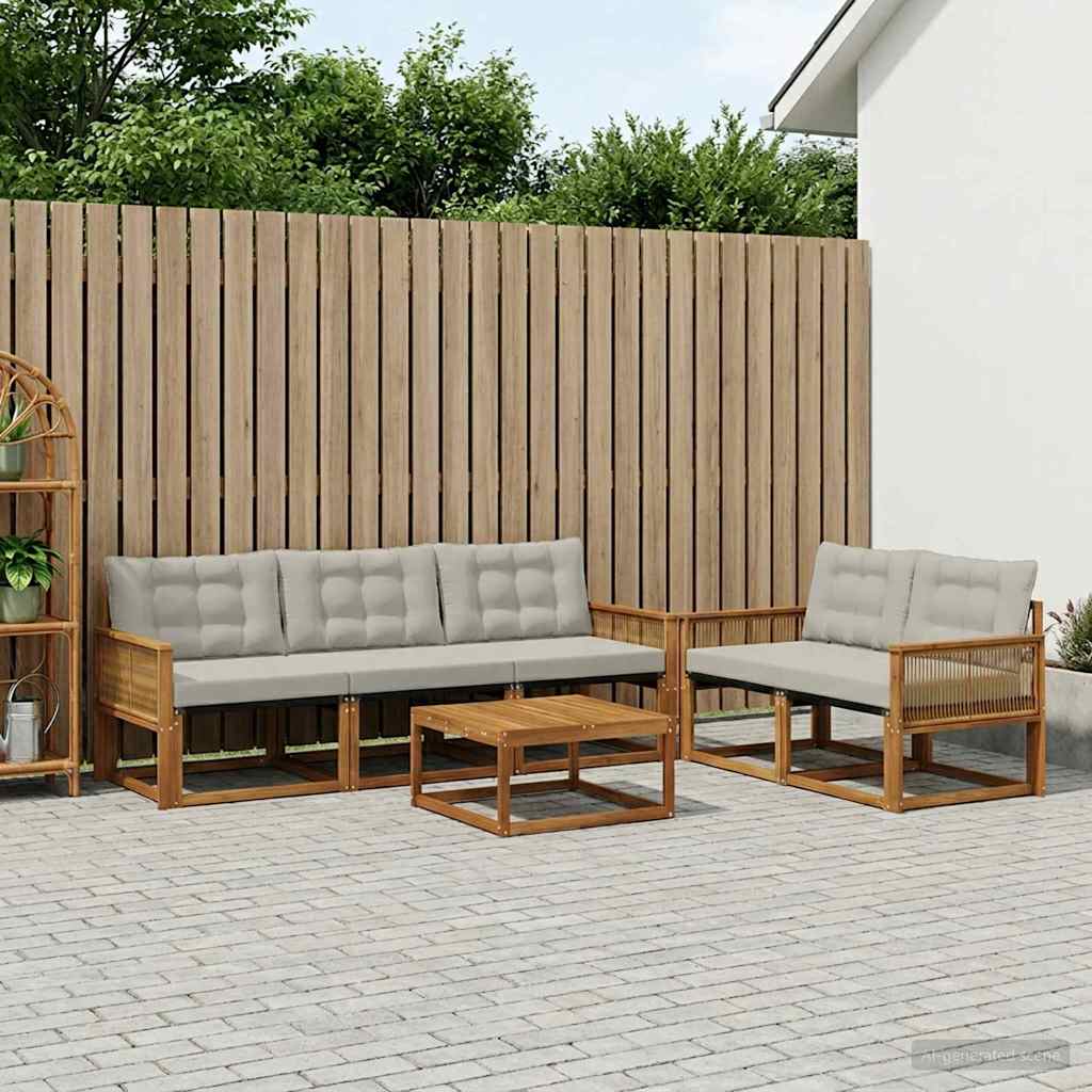 Ensemble de canapés d'extérieur 6 pcs Naturel et gris clair - XIOS