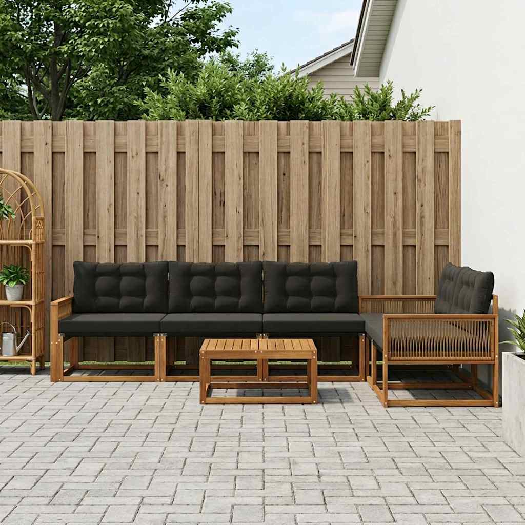 Ensemble de canapés d'extérieur 6 pcs Naturel et noir - XIOS