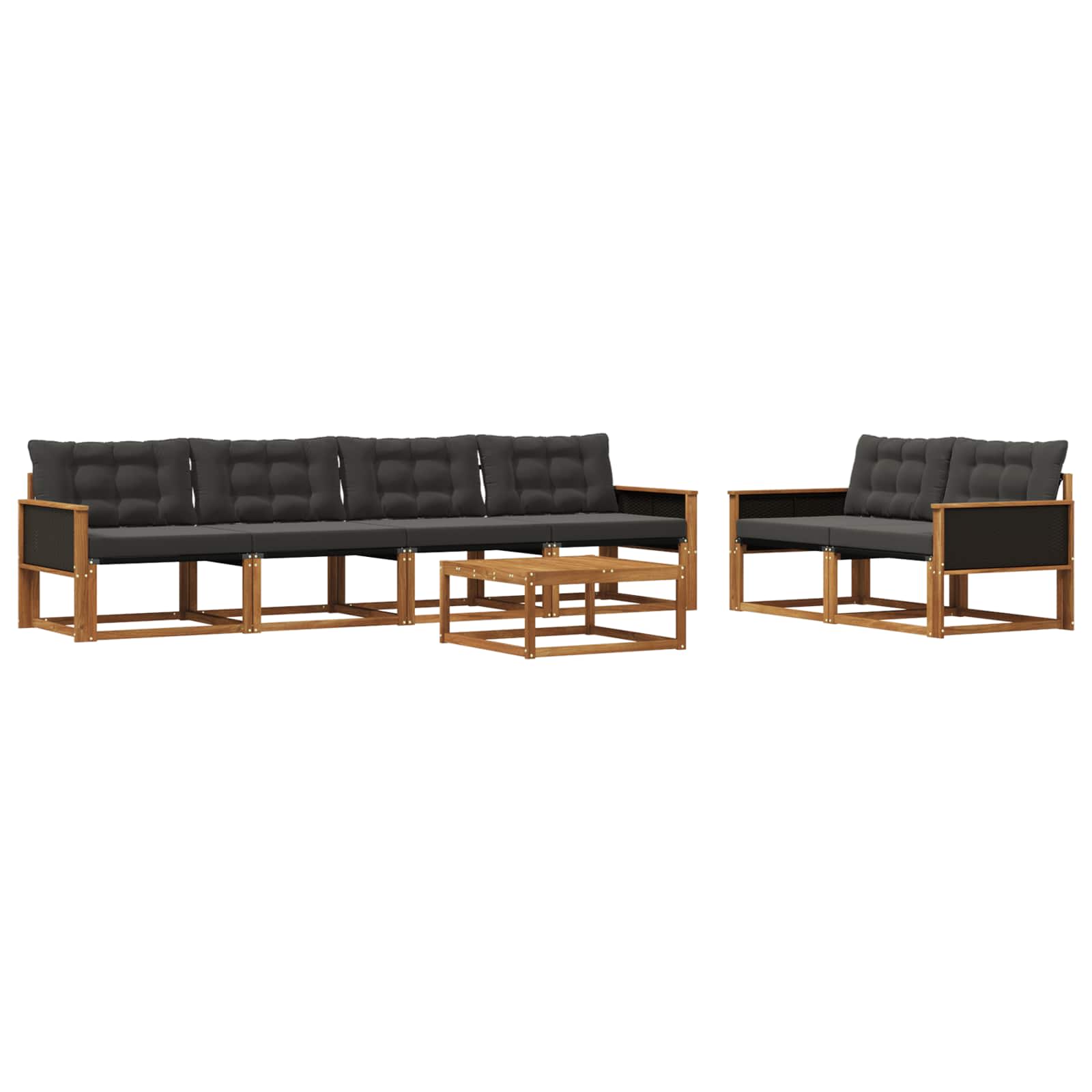 Ensemble de canapés d'extérieur 7 pcs Naturel et noir - XIOS