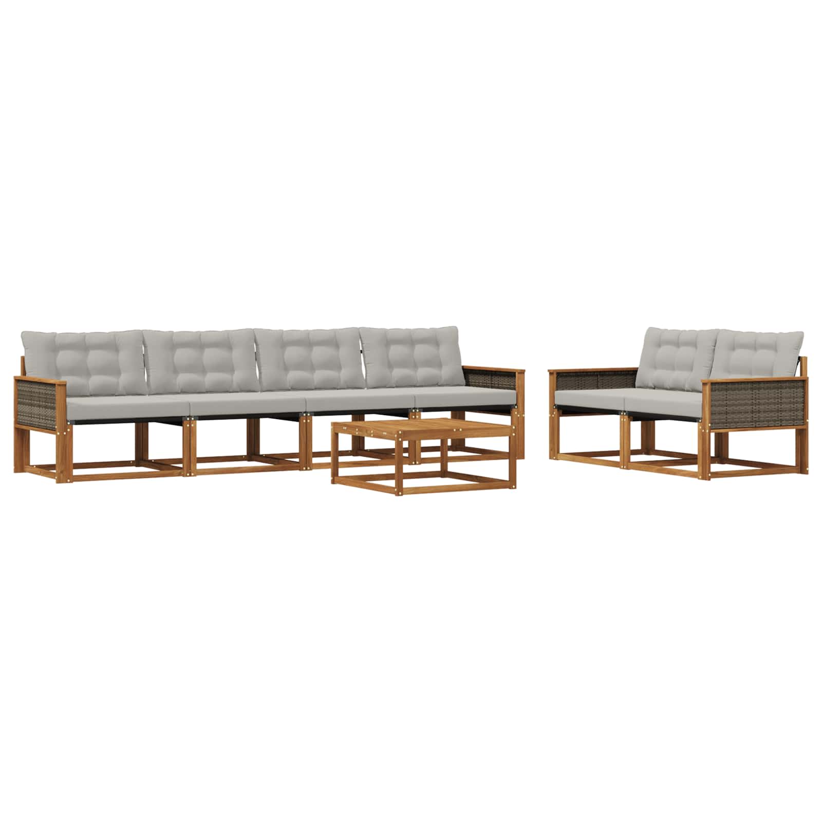 Ensemble de canapés d'extérieur 7 pcs Naturel et gris clair - XIOS