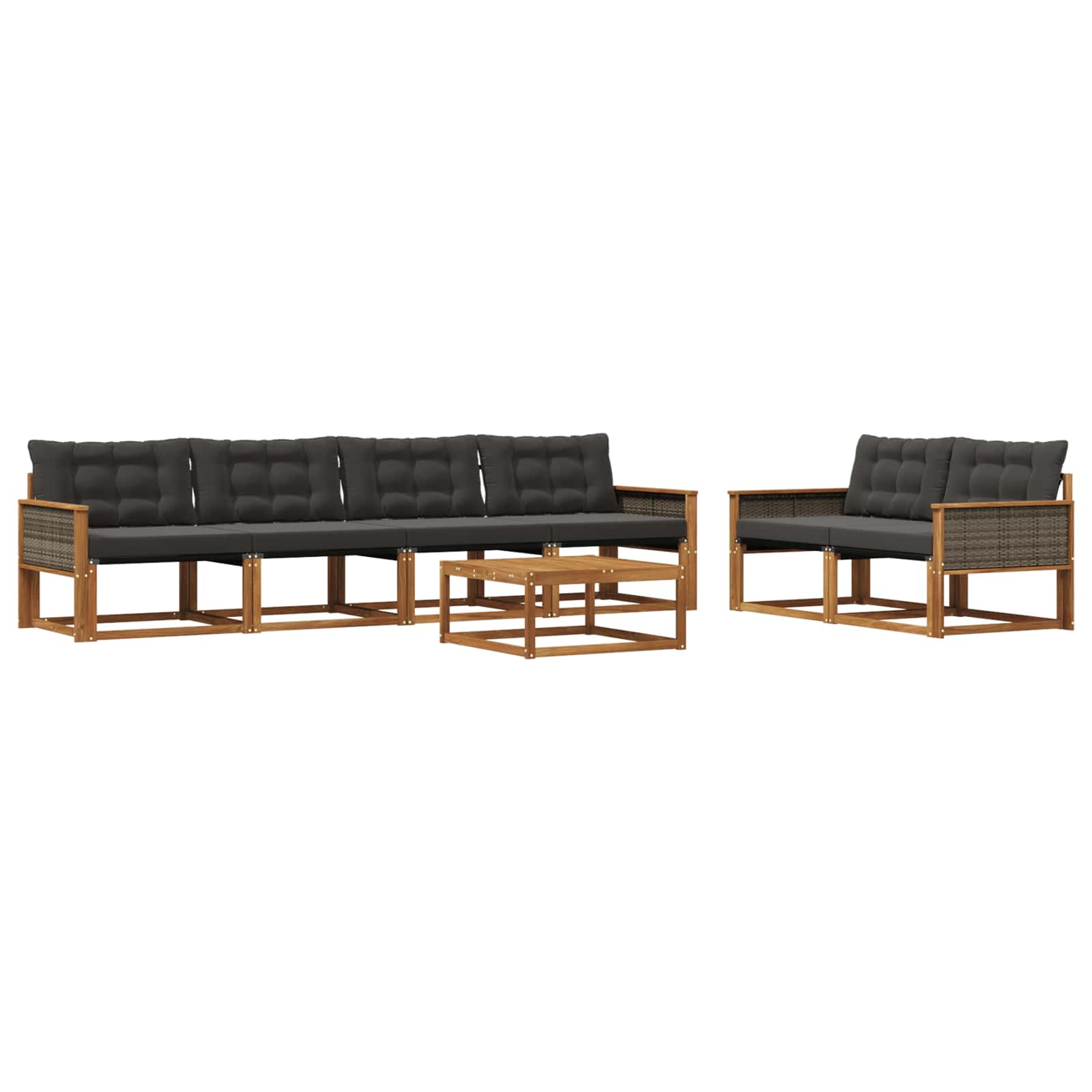 Ensemble de canapés d'extérieur 7 pcs Naturel et noir - XIOS