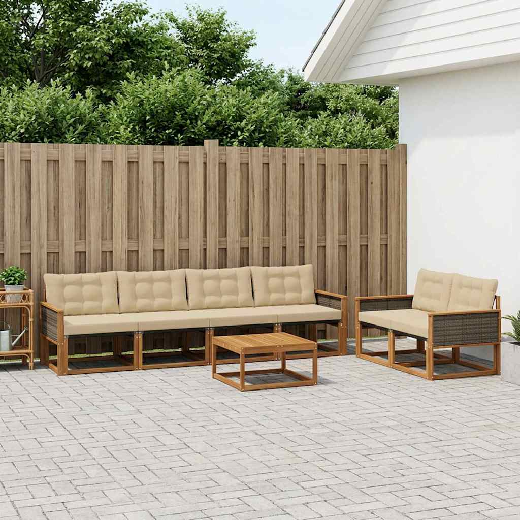 Ensemble de canapés d'extérieur 7 pcs Naturel et Beige - XIOS