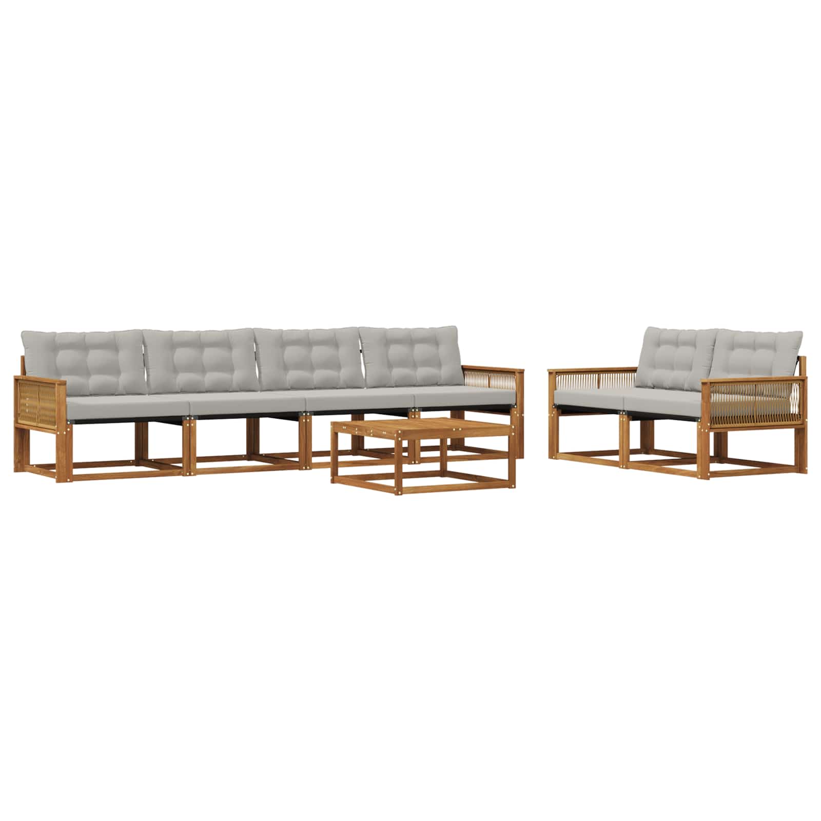 Ensemble de canapés d'extérieur 7 pcs Naturel et gris clair - XIOS