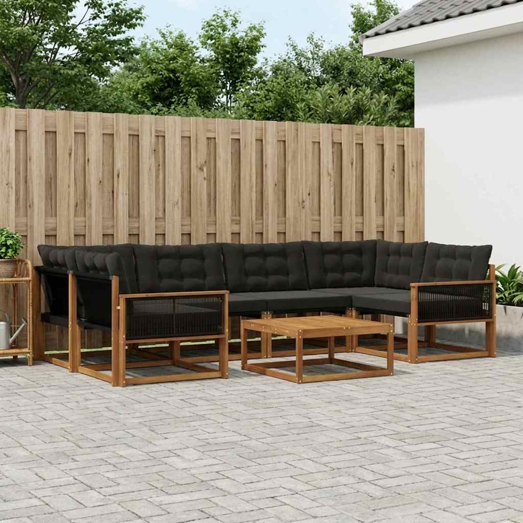 Ensemble de canapés d'extérieur 7 pcs Naturel et noir - XIOS