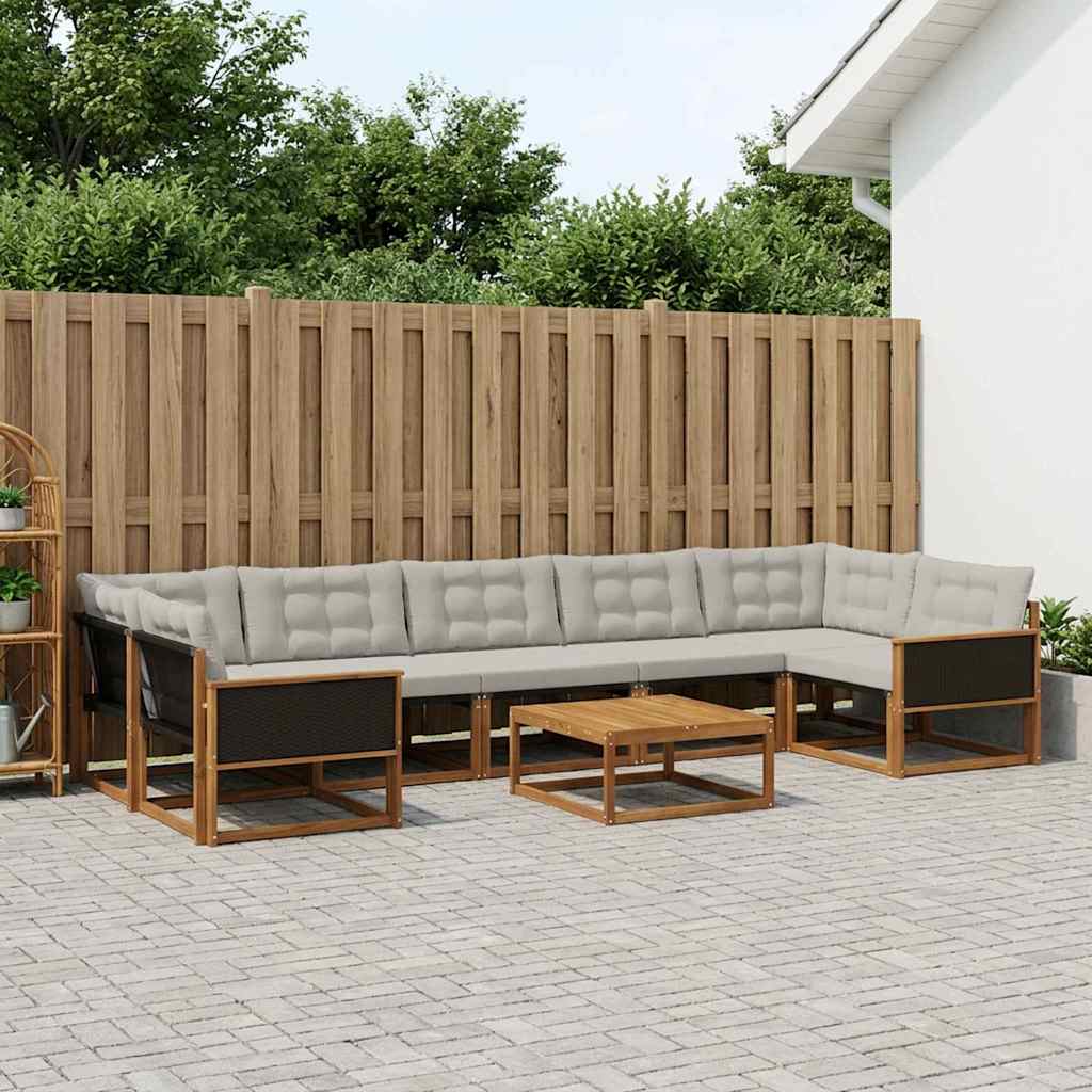 Ensemble de canapés d'extérieur 8 pcs Naturel et gris clair - XIOS
