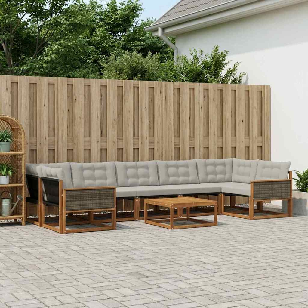 Ensemble de canapés d'extérieur 8 pcs Naturel et gris clair - XIOS