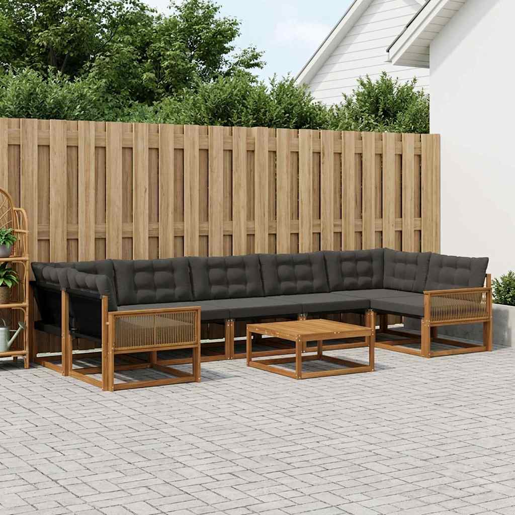Ensemble de canapés d'extérieur 8 pcs Naturel et noir - XIOS