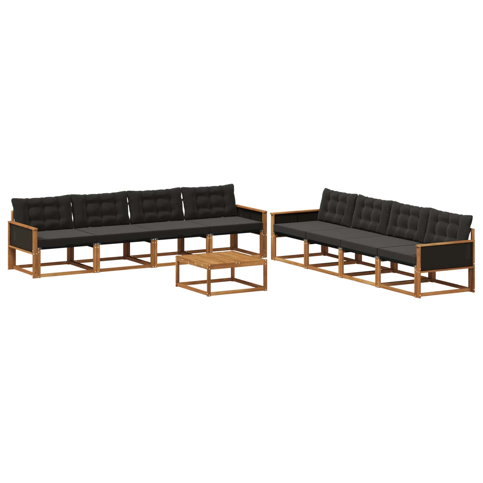 Ensemble de canapés d'extérieur 9 pcs Naturel et noir - XIOS