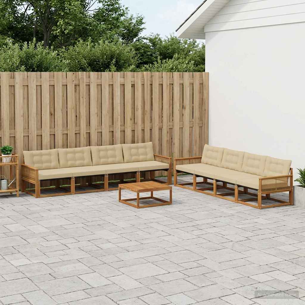Ensemble de canapés d'extérieur 9 pcs Naturel et Beige - XIOS
