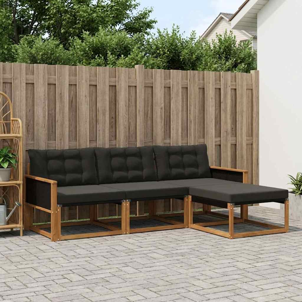Ensemble de canapés d'extérieur 4 pcs Naturel et noir - XIOS