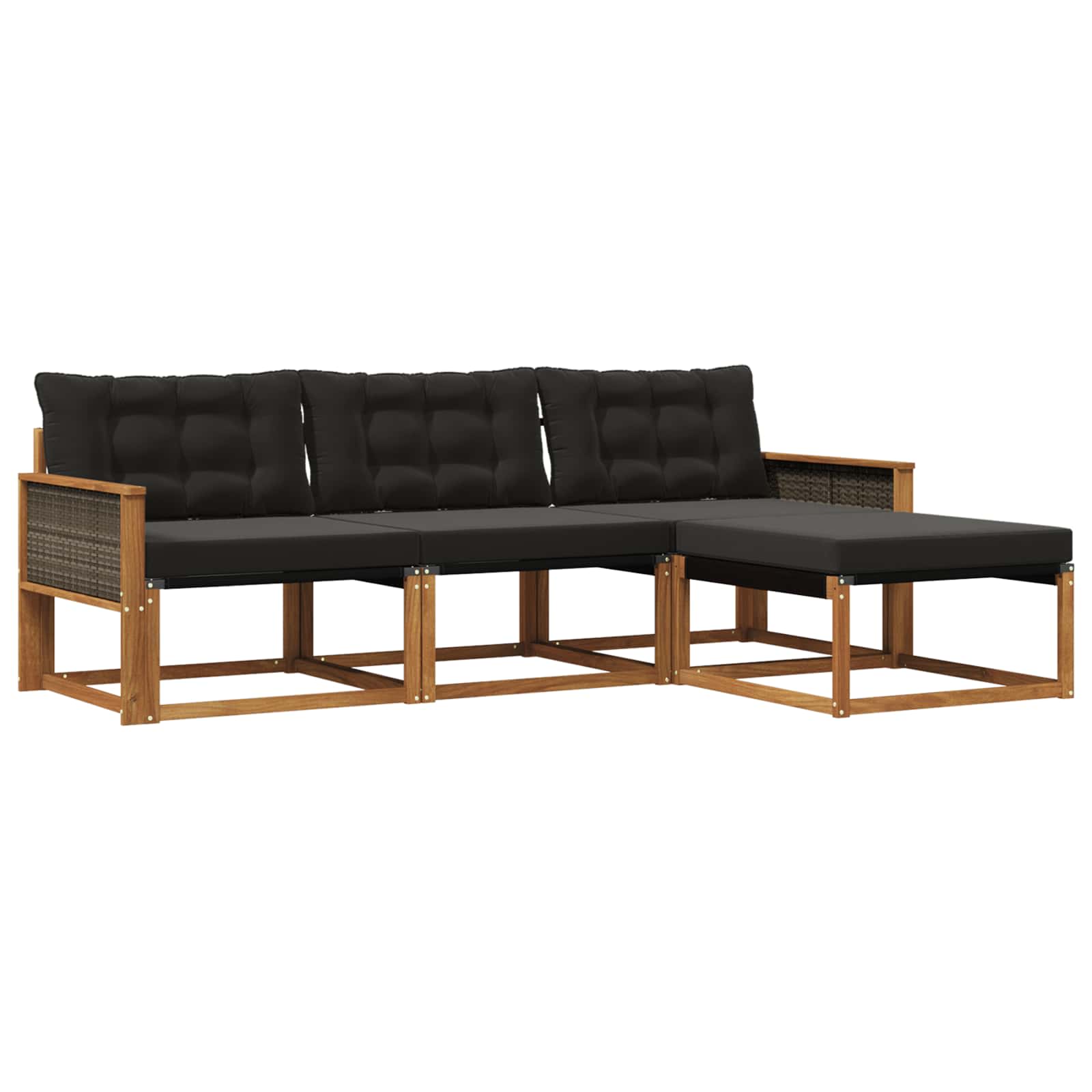 Ensemble de canapés d'extérieur 4 pcs Naturel et noir - XIOS