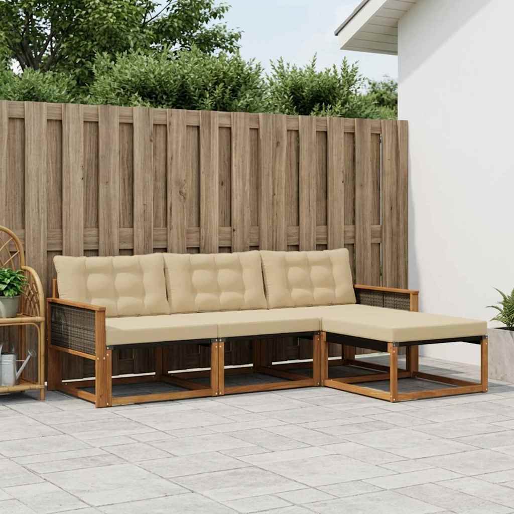 Ensemble de canapés d'extérieur 4 pcs Naturel et Beige - XIOS