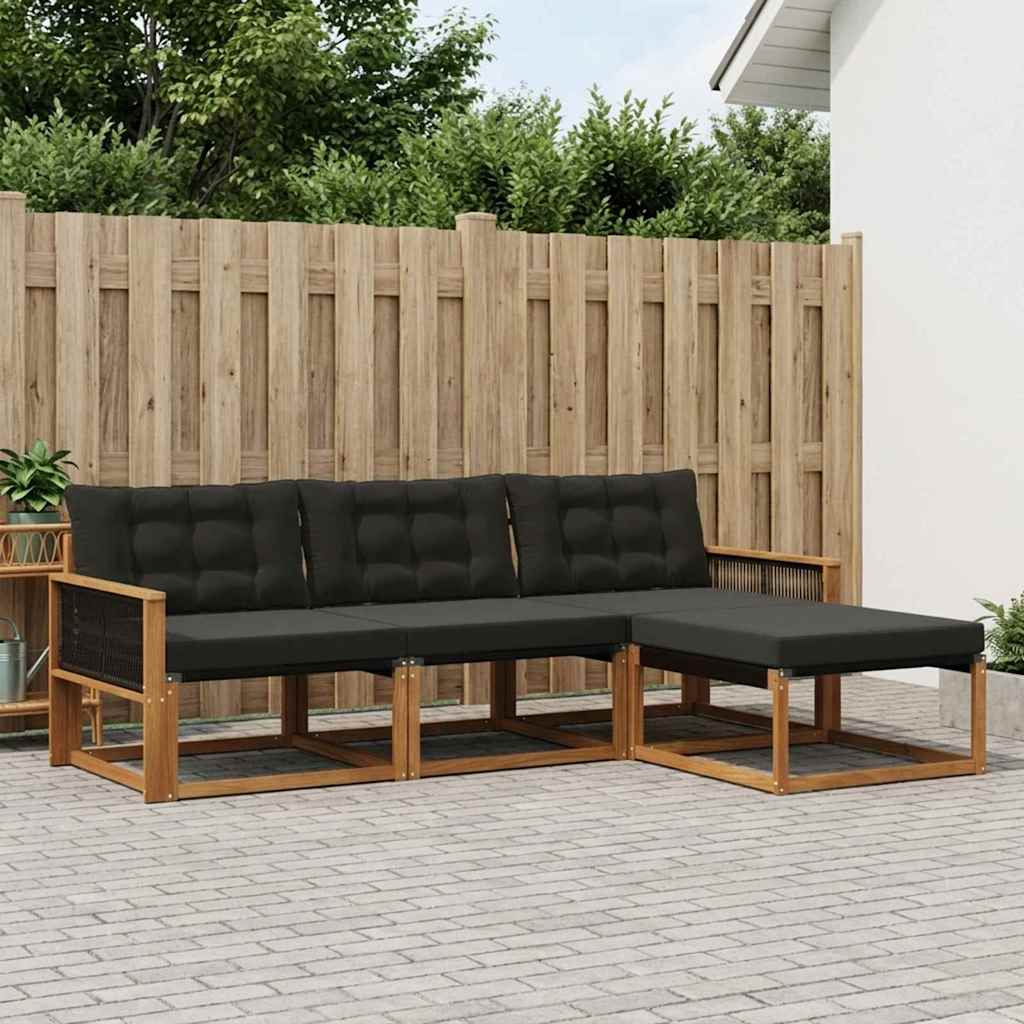 Ensemble de canapés d'extérieur 4 pcs Naturel et noir - XIOS