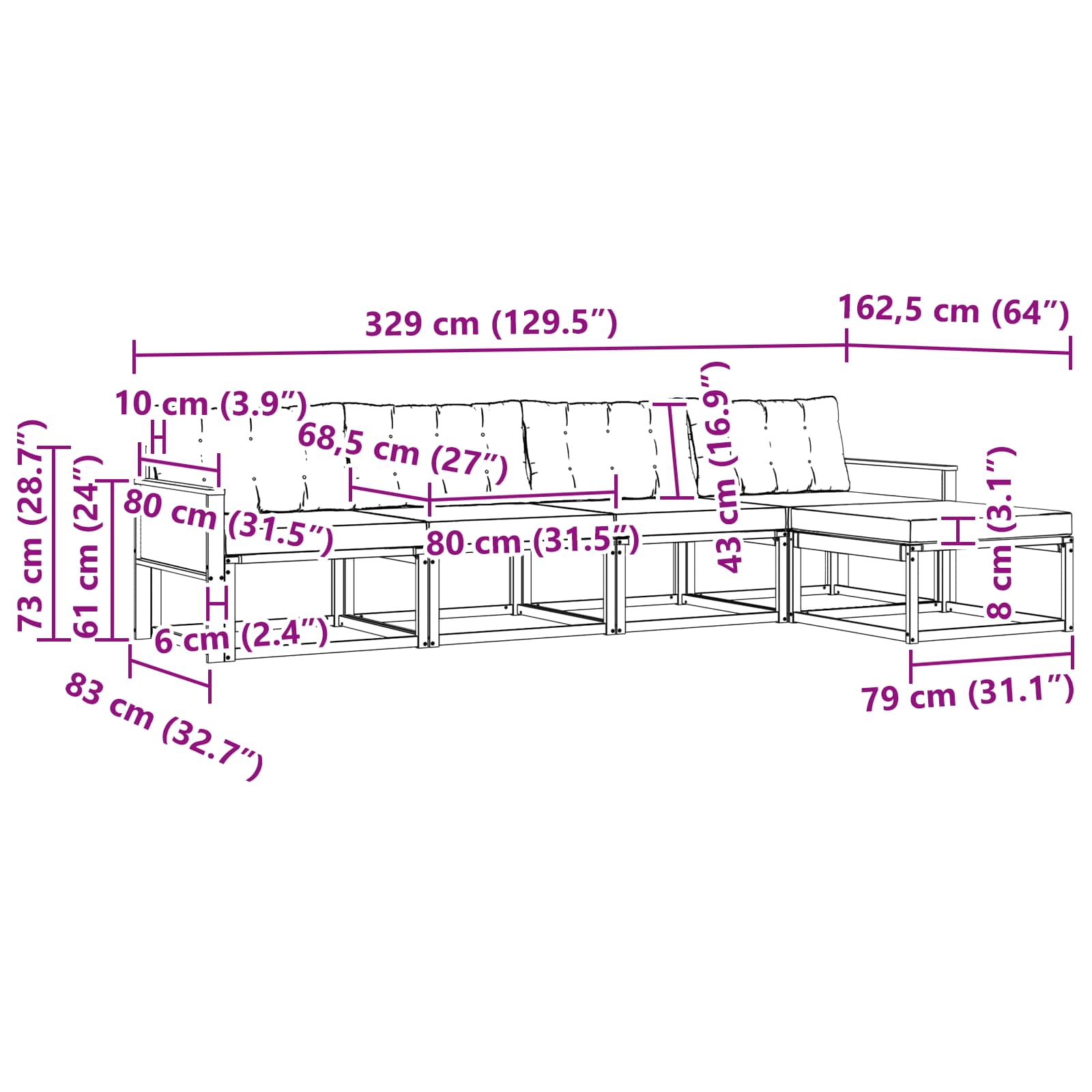 Ensemble de canapés d'extérieur 5 pcs Naturel et Beige - XIOS