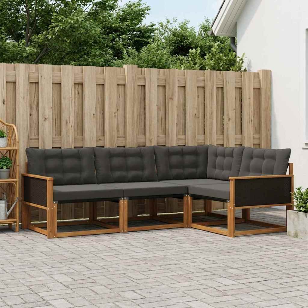 Ensemble de canapés d'extérieur 4 pcs Naturel et noir - XIOS