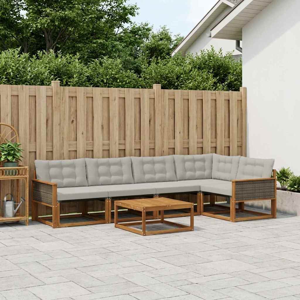 Ensemble de canapés d'extérieur 6 pcs Naturel et gris clair - XIOS