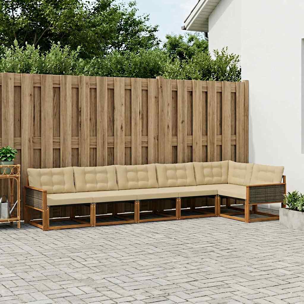Ensemble de canapés d'extérieur 6 pcs Naturel et Beige - XIOS