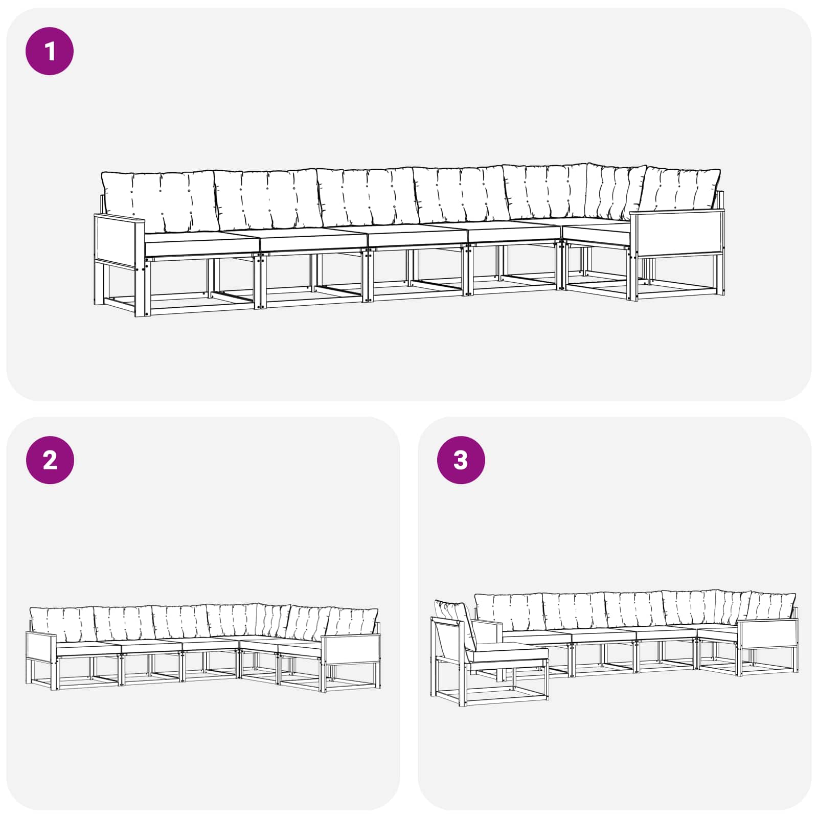 Ensemble de canapés d'extérieur 6 pcs Naturel et gris clair - XIOS