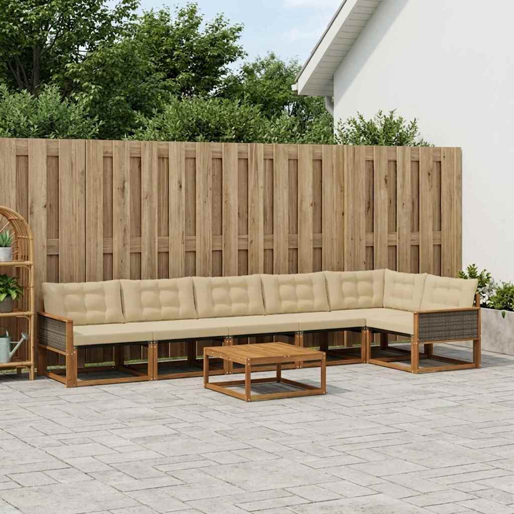 Ensemble de canapés d'extérieur 7 pcs Naturel et Beige - XIOS