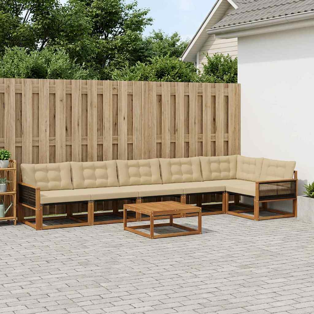 Ensemble de canapés d'extérieur 7 pcs Naturel et Beige - XIOS