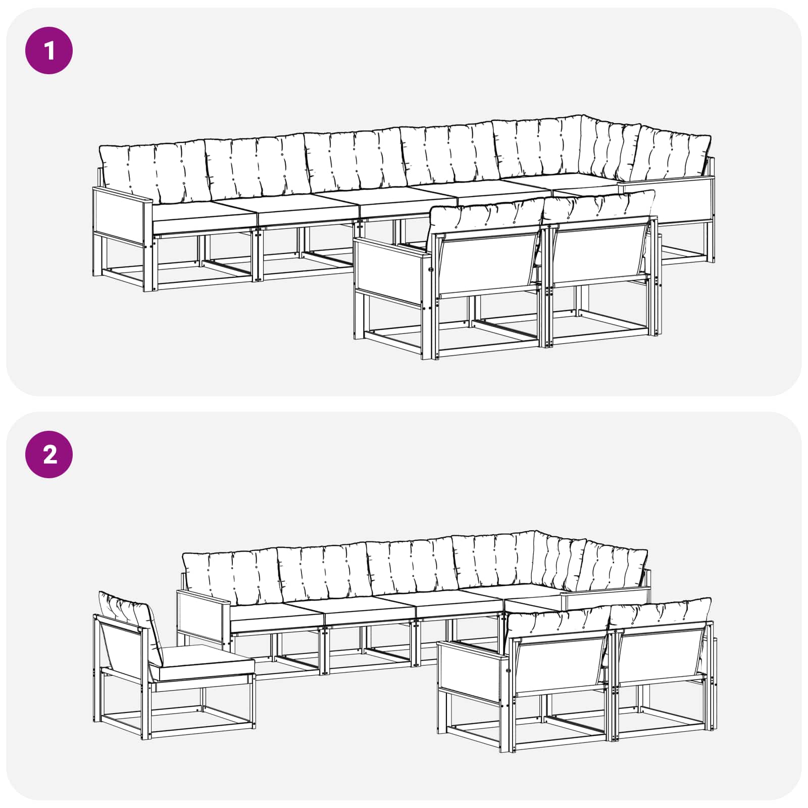 Ensemble de canapés d'extérieur 8 pcs Naturel et gris clair - XIOS