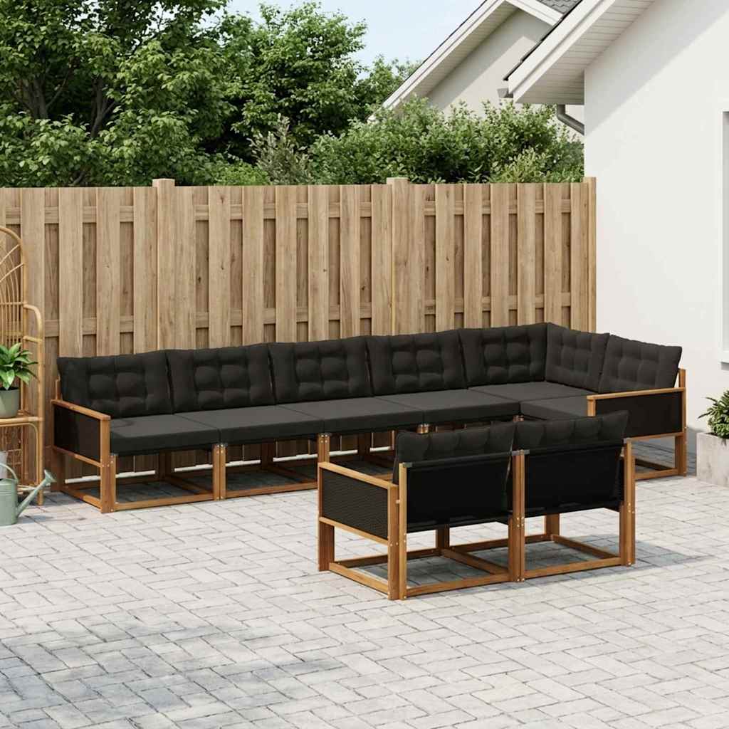 Ensemble de canapés d'extérieur 8 pcs Naturel et noir - XIOS