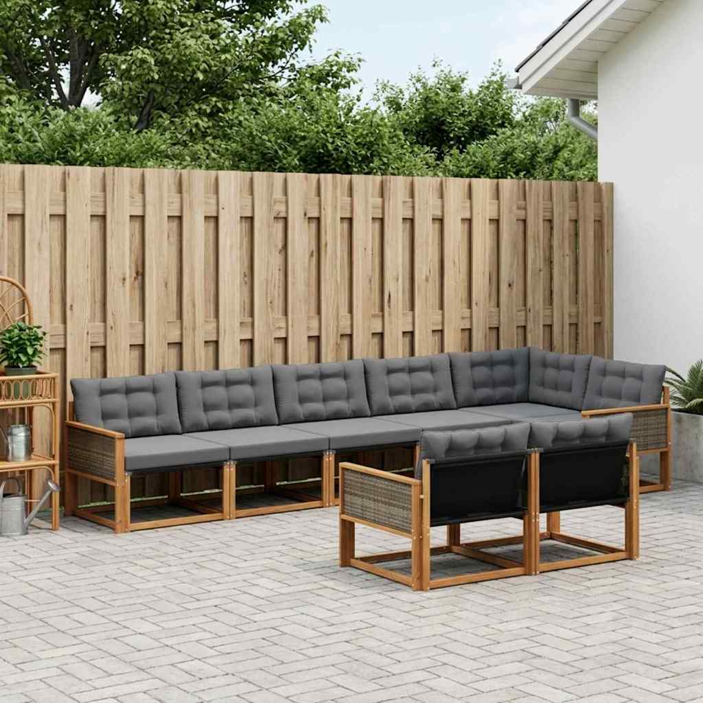 Ensemble de canapés d'extérieur 8 pcs Naturel et noir - XIOS