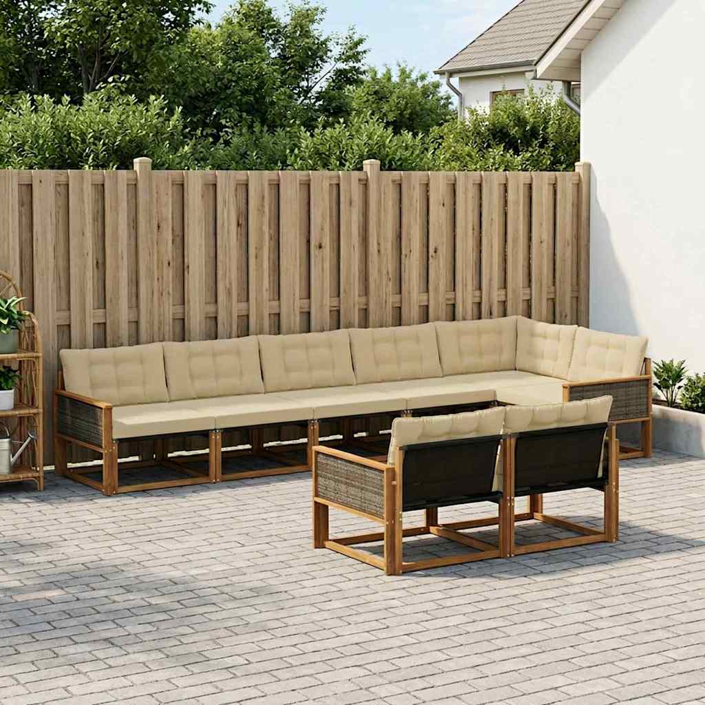 Ensemble de canapés d'extérieur 8 pcs Naturel et Beige - XIOS