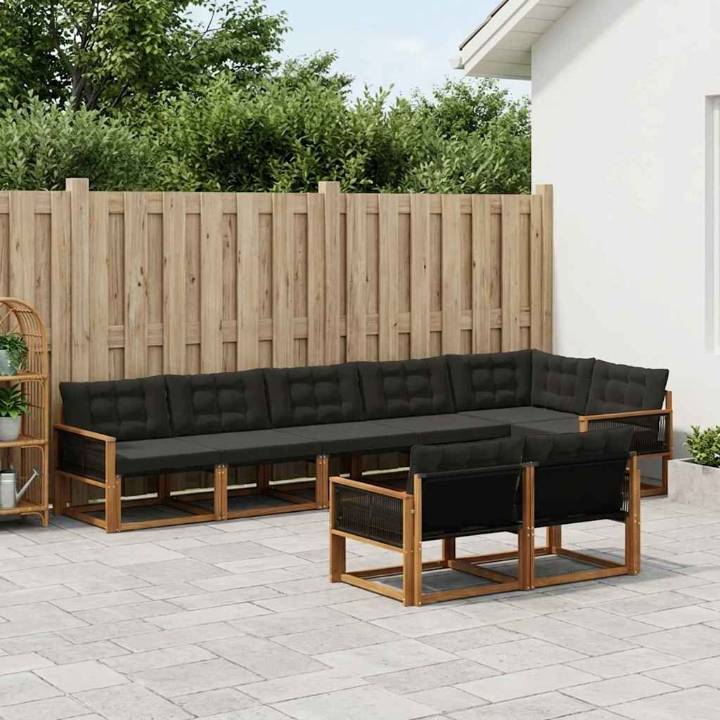 Ensemble de canapés d'extérieur 8 pcs Naturel et noir - XIOS