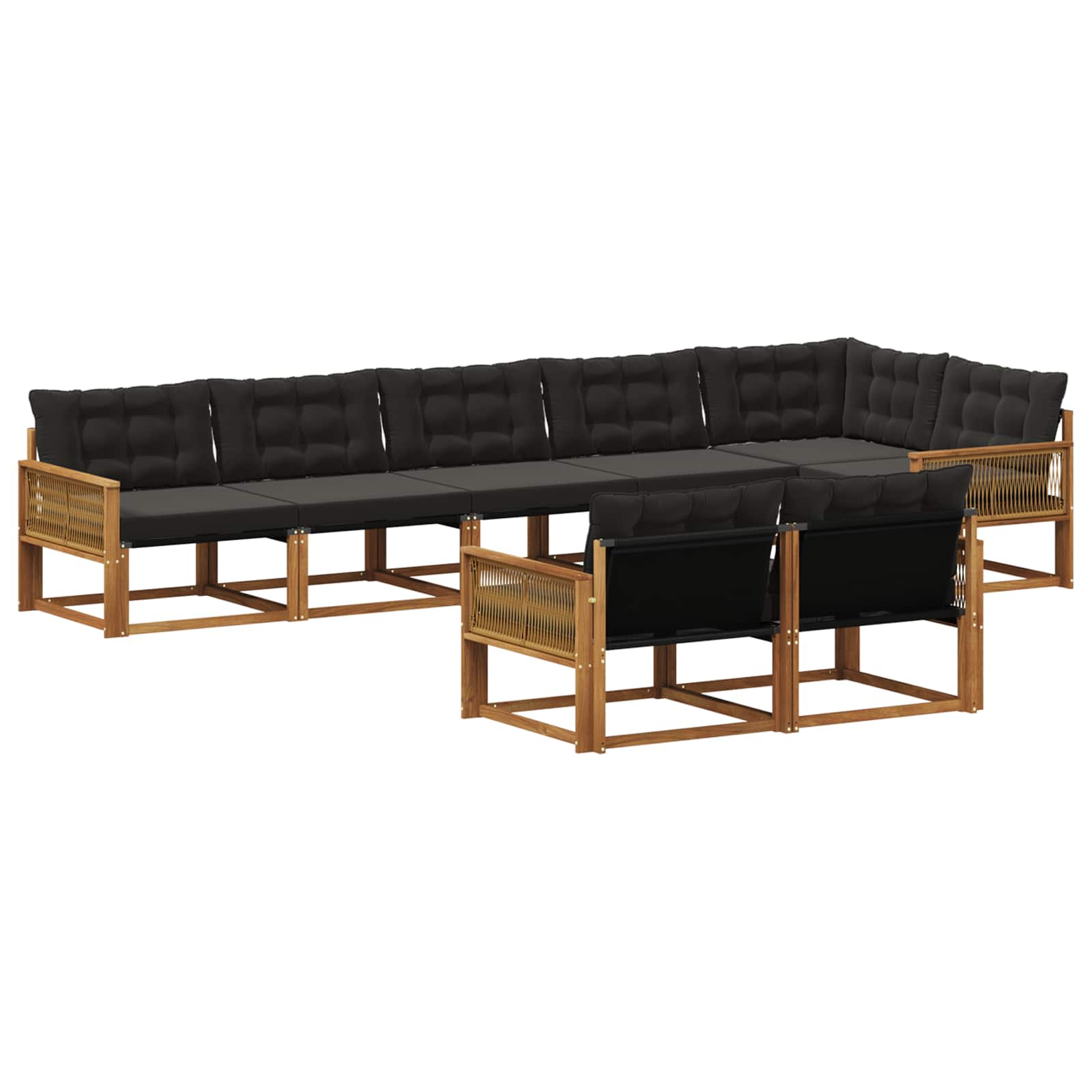 Ensemble de canapés d'extérieur 8 pcs Naturel et noir - XIOS