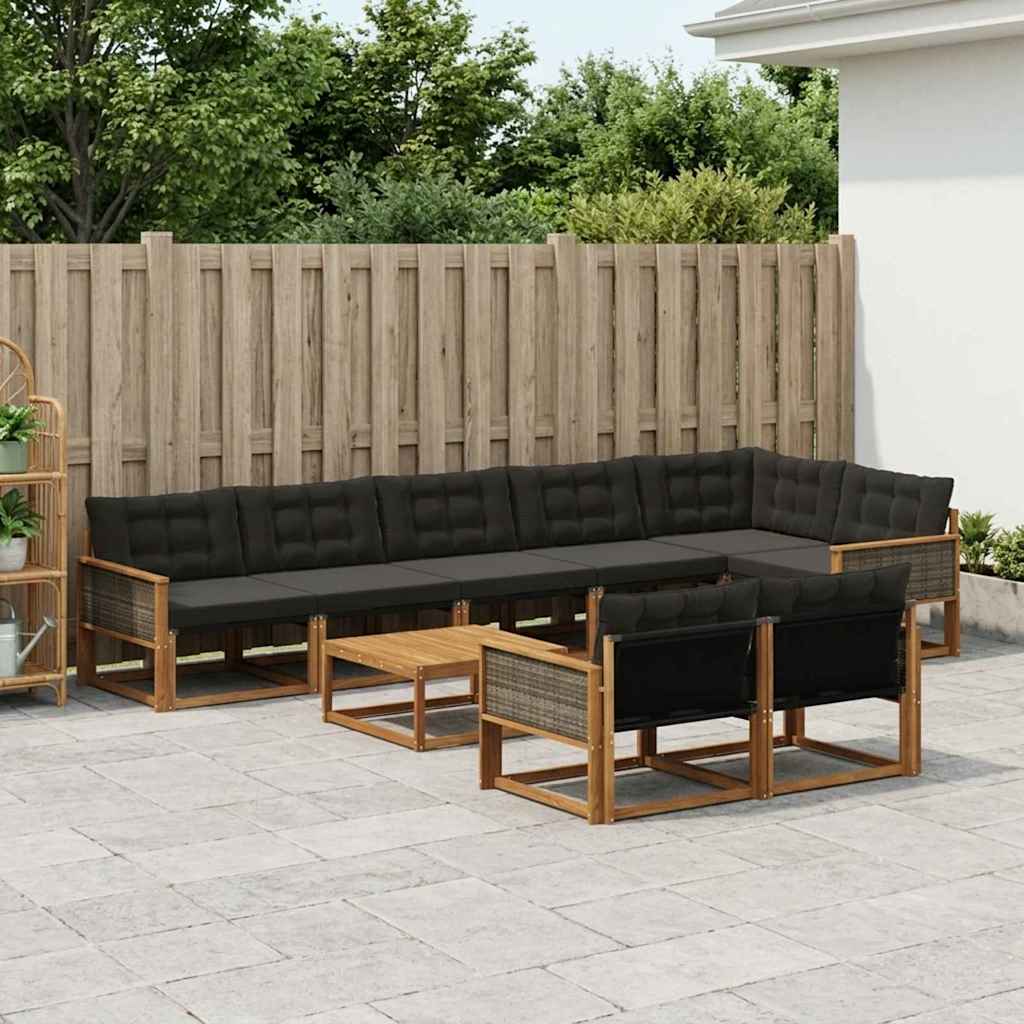 Ensemble de canapés d'extérieur 9 pcs Naturel et noir - XIOS
