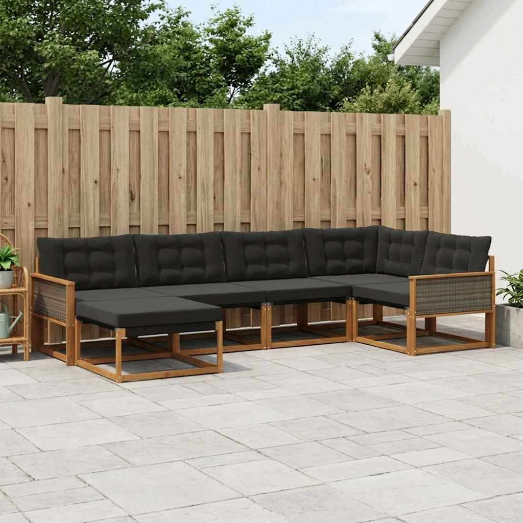 Ensemble de canapés d'extérieur 6 pc Naturel et noir