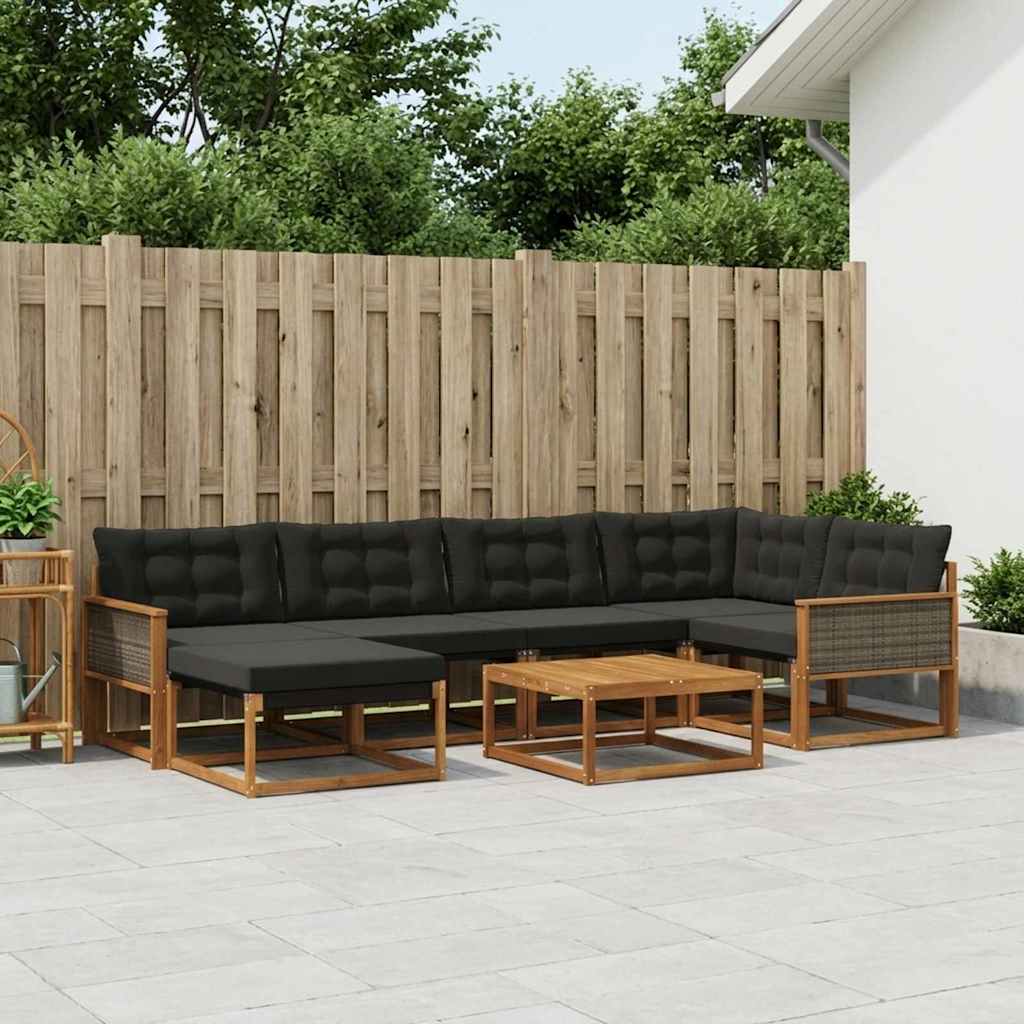 Ensemble de canapés d'extérieur 7 pcs Naturel et noir - XIOS