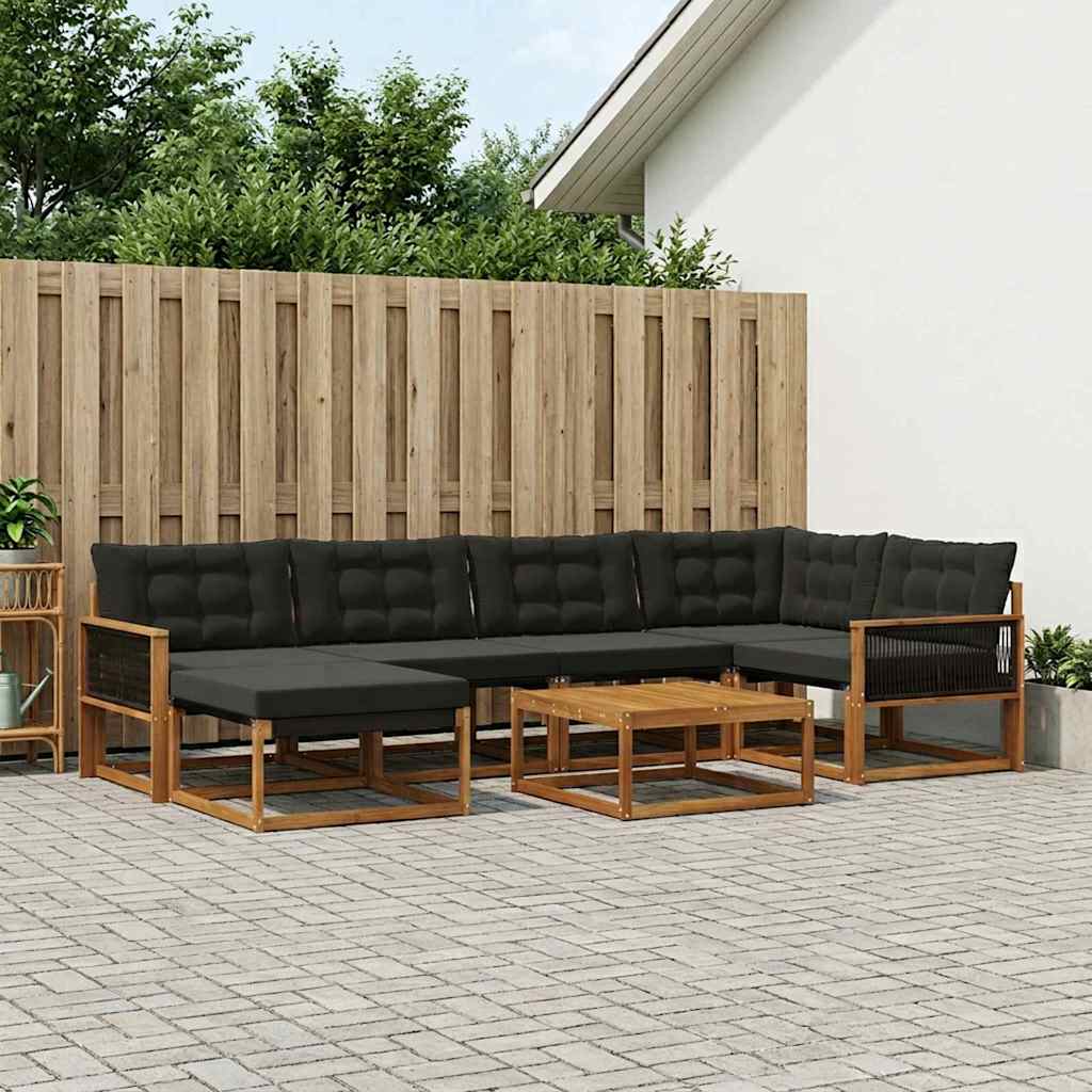 Ensemble de canapés d'extérieur 7 pcs Naturel et noir - XIOS