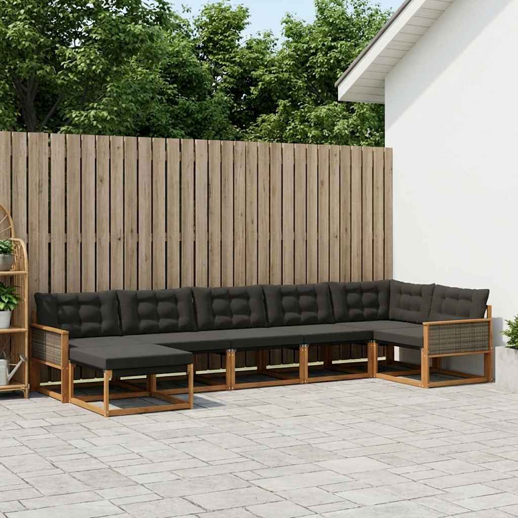Ensemble de canapés d'extérieur 7 pcs Naturel et noir - XIOS
