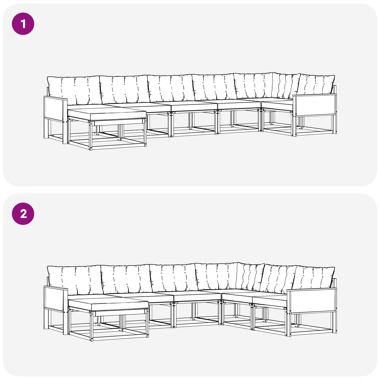 Ensemble de canapés d'extérieur 7 pcs Naturel et Crème - XIOS