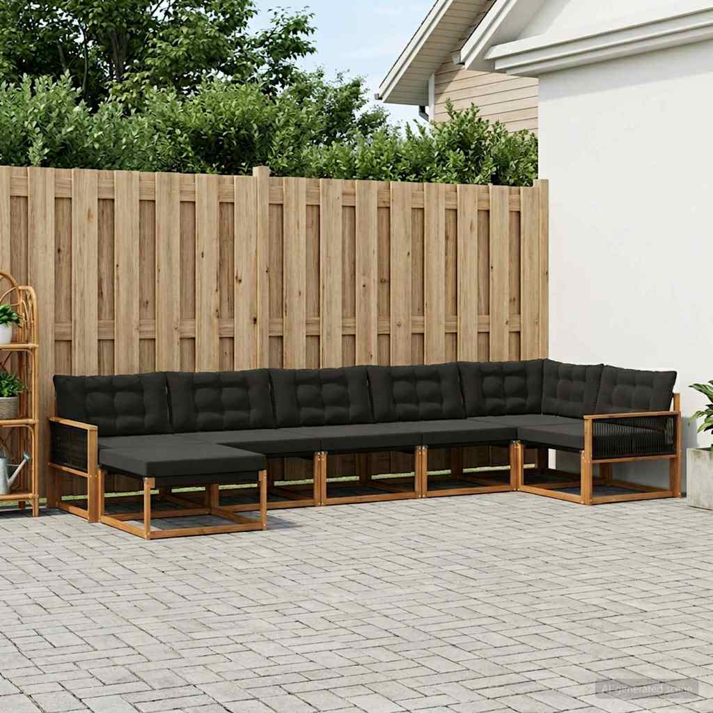 Ensemble de canapés d'extérieur 7 pcs Naturel et noir - XIOS