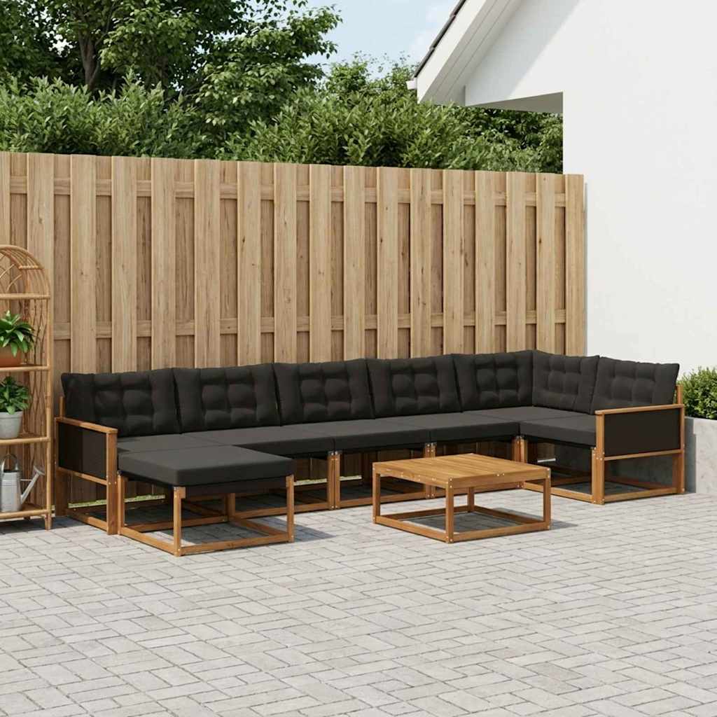 Ensemble de canapés d'extérieur 8 pcs Naturel et noir - XIOS