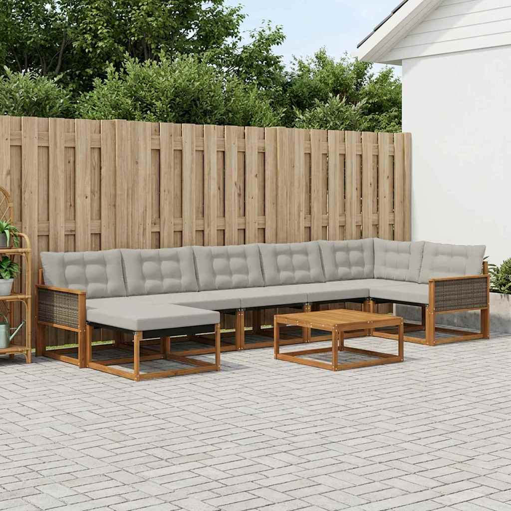 Ensemble de canapés d'extérieur 8 pcs Naturel et gris clair - XIOS