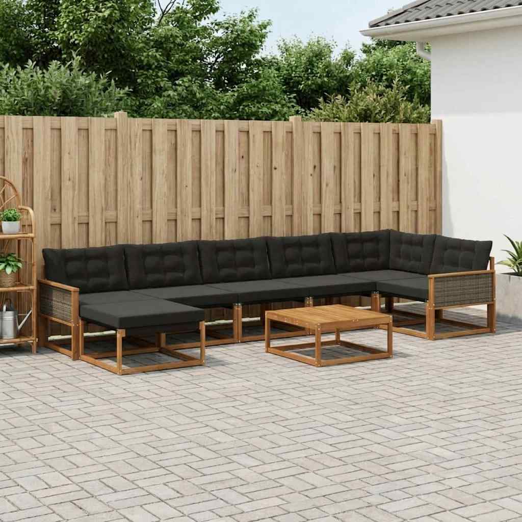 Ensemble de canapés d'extérieur 8 pcs Naturel et noir - XIOS