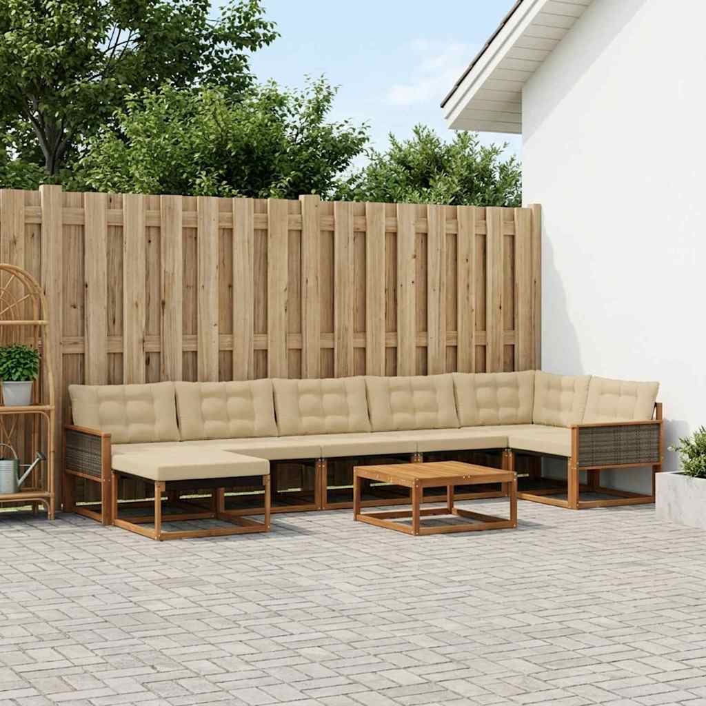 Ensemble de canapés d'extérieur 8 pcs Naturel et Beige - XIOS