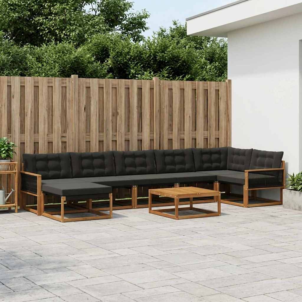Ensemble de canapés d'extérieur 8 pcs Naturel et noir - XIOS