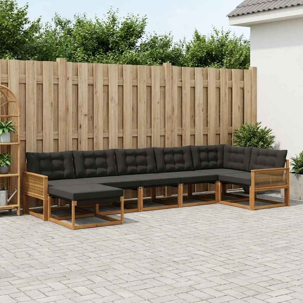 Ensemble de canapés d'extérieur 8 pcs Naturel et noir - XIOS