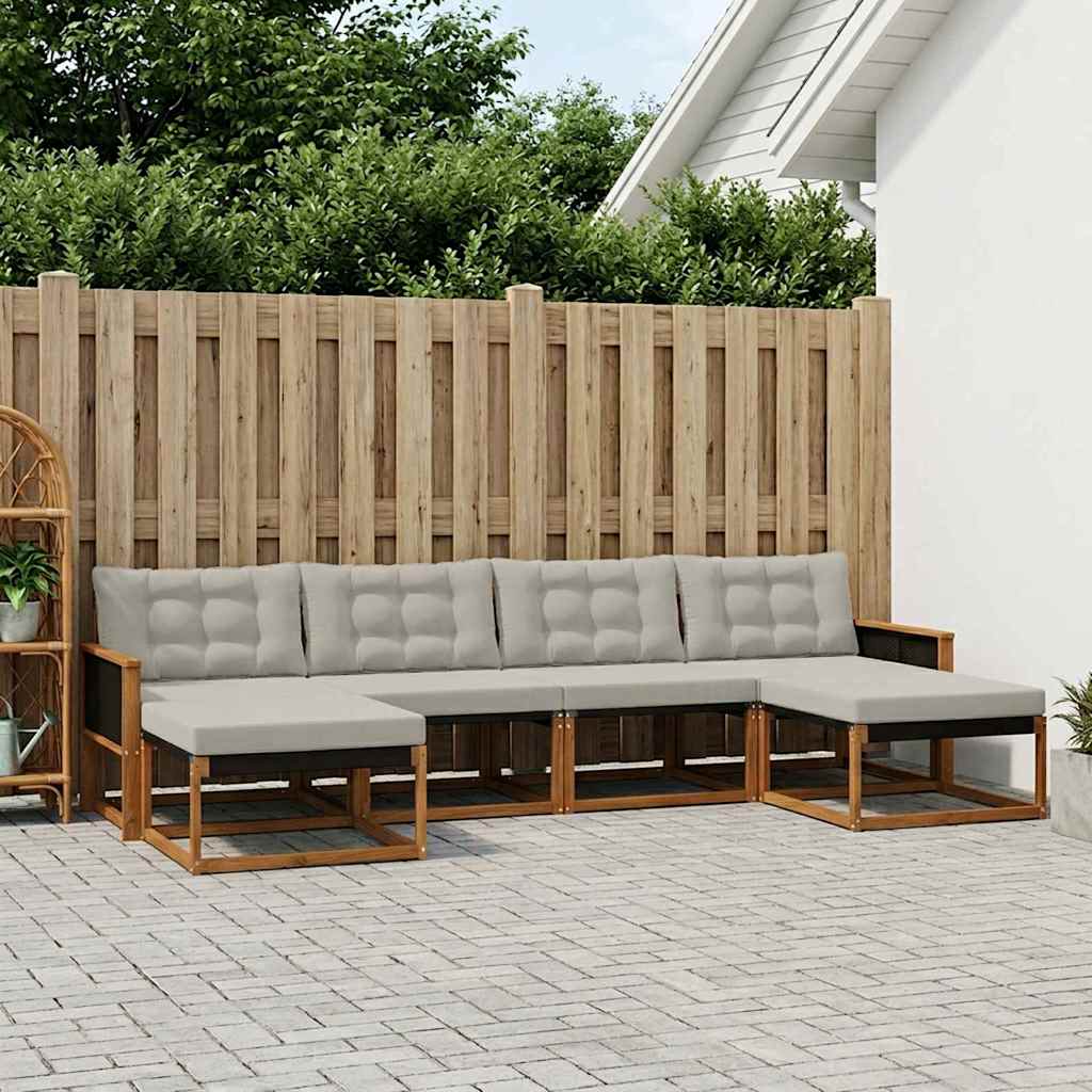 Ensemble de canapés d'extérieur 6 pcs Naturel et gris clair - XIOS