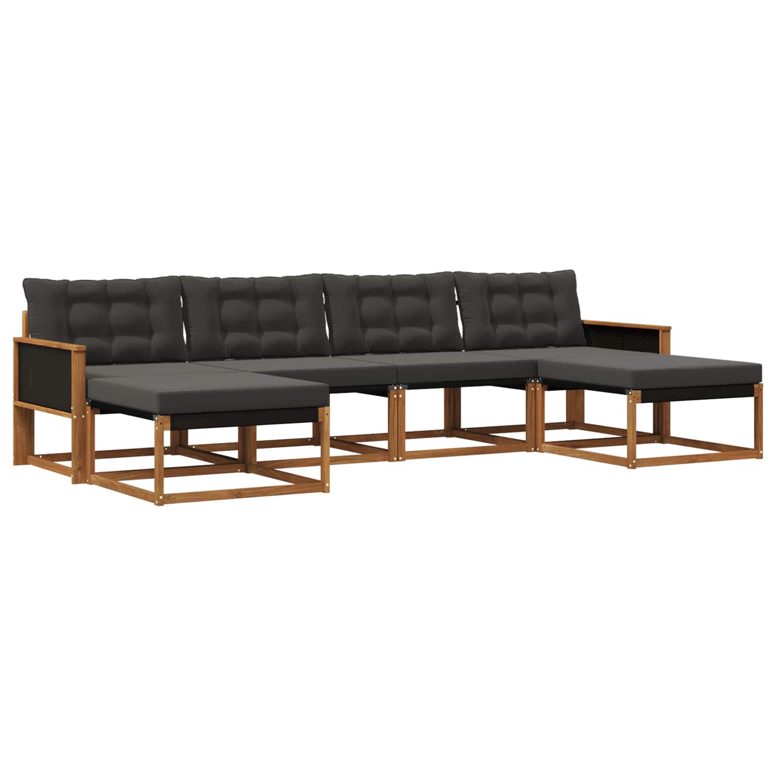 Ensemble de canapés d'extérieur 6 pc Naturel et noir