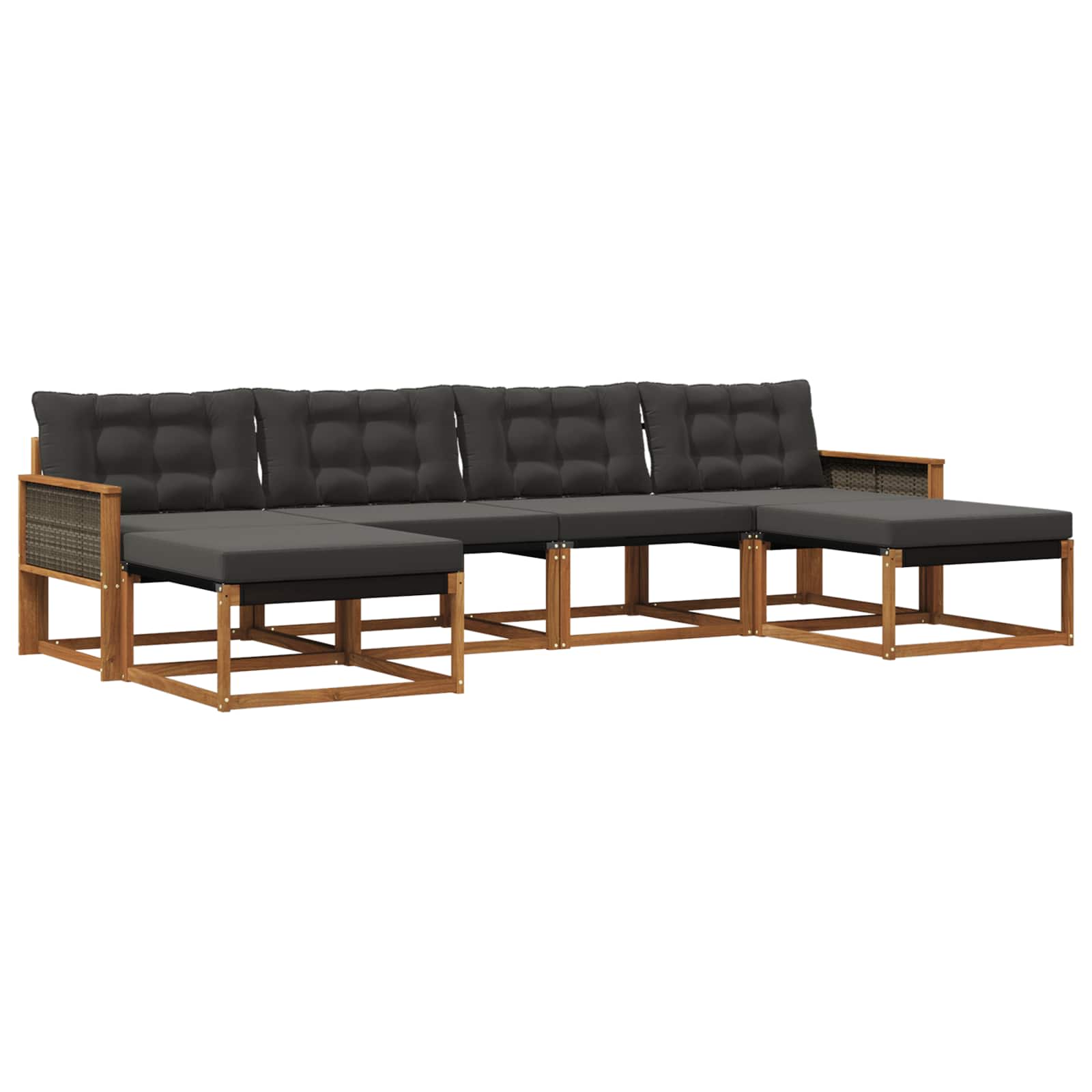 Ensemble de canapés d'extérieur 6 pcs Naturel et noir - XIOS