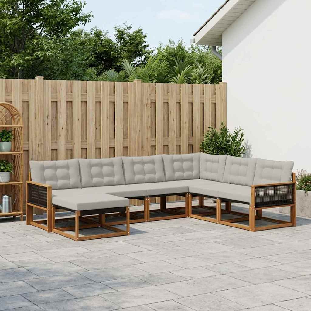 Ensemble de canapés d'extérieur 8 pcs Naturel et gris clair - XIOS