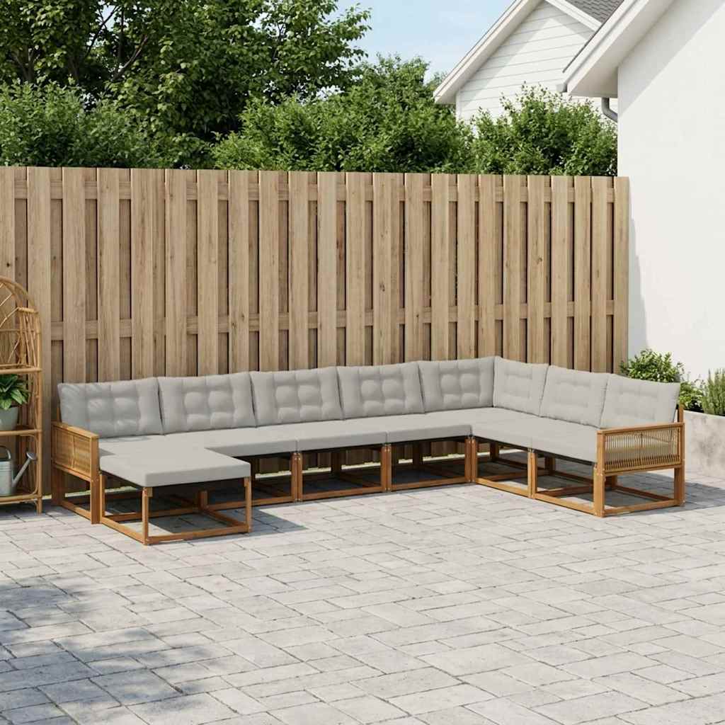 Ensemble de canapés d'extérieur 8 pcs Naturel et gris clair - XIOS
